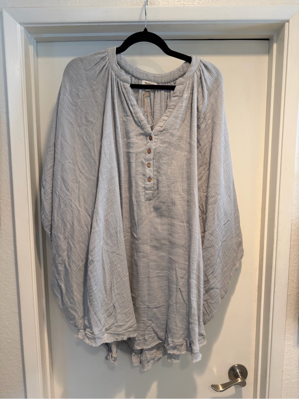 Cost Plus World Market Pale Blue Button Henley Tunic